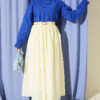 Belted Flared Voile Skirt Yellow - immagine 2