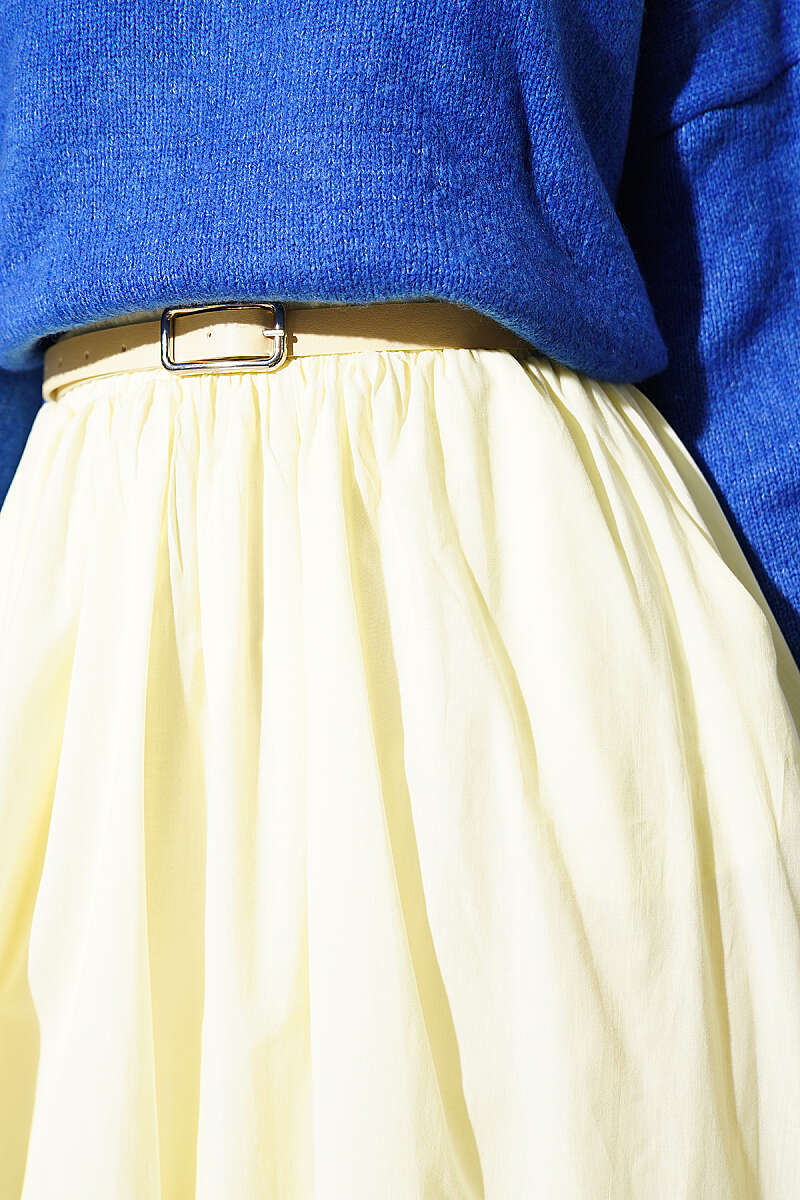 Belted Flared Voile Skirt Yellow - immagine 4