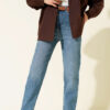 Belted Mom Jeans Pants Light Blue – Image 2