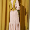Self-Patterned Raglan Sleeve Dress Beige - Image 3
