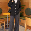 Self-Patterned French Terry Knit Cardigan Anthracite - immagine 2