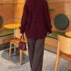 Self-Patterned French Terry Knit Cardigan Burgundy - immagine 4