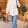 Self-Patterned French Terry Knit Cardigan Ecru - immagine 2