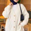 Self-Patterned French Terry Knit Cardigan Ecru - immagine 3