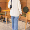 Self-Patterned French Terry Knit Cardigan Ecru - immagine 4