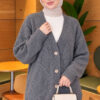⁦Self-Patterned French Terry Knit Cardigan Smoke⁩ - الصورة ⁦3⁩