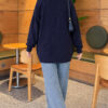 Self-Patterned French Terry Knit Cardigan Navy Blue - immagine 4