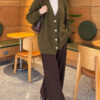 Self-Patterned French Terry Knit Cardigan Oil Green - immagine 2