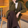 Self-Patterned French Terry Knit Cardigan Oil Green - immagine 3