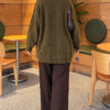 Self-Patterned French Terry Knit Cardigan Oil Green - immagine 4