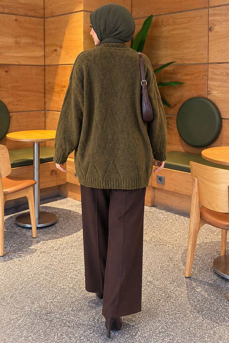 Self-Patterned French Terry Knit Cardigan Oil Green - immagine 4