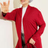 Self-Belted Basic Cardigan Burgundy