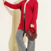 Self-Belted Basic Cardigan Burgundy - Imagen 2