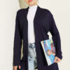 Self-Belted Basic Cardigan Navy Blue