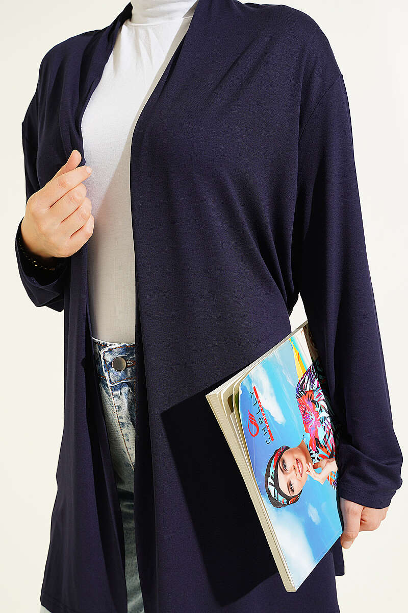 Self-Belted Basic Cardigan Navy Blue - immagine 4