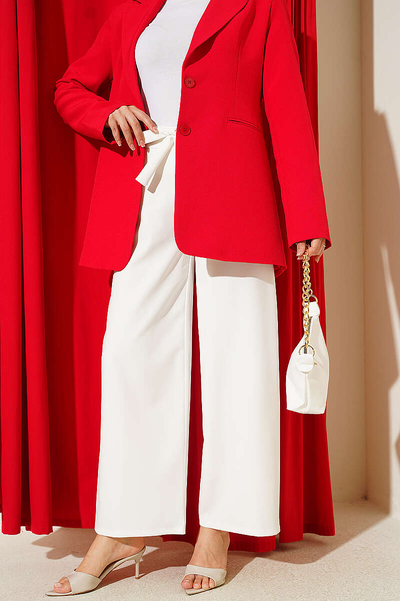 Self-Belted Dabble Pants White