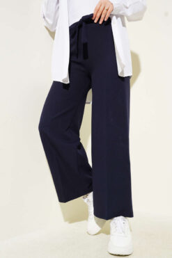 Self-Belted Dabble Pants Navy Blue