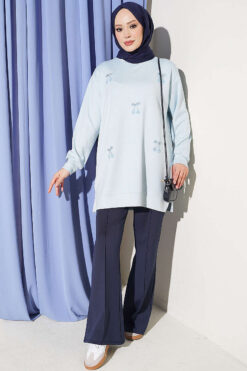 Alternative view of Cherry Embroidered Lace Tunic Baby Blue