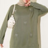Cherry Embroidered Lace Tunic Khaki
