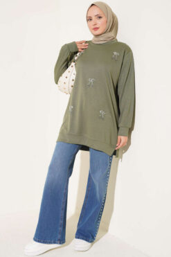 Alternative view of Cherry Embroidered Lace Tunic Khaki