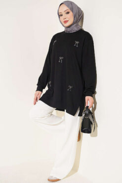 Alternative view of Cherry Embroidered Lace Tunic Black