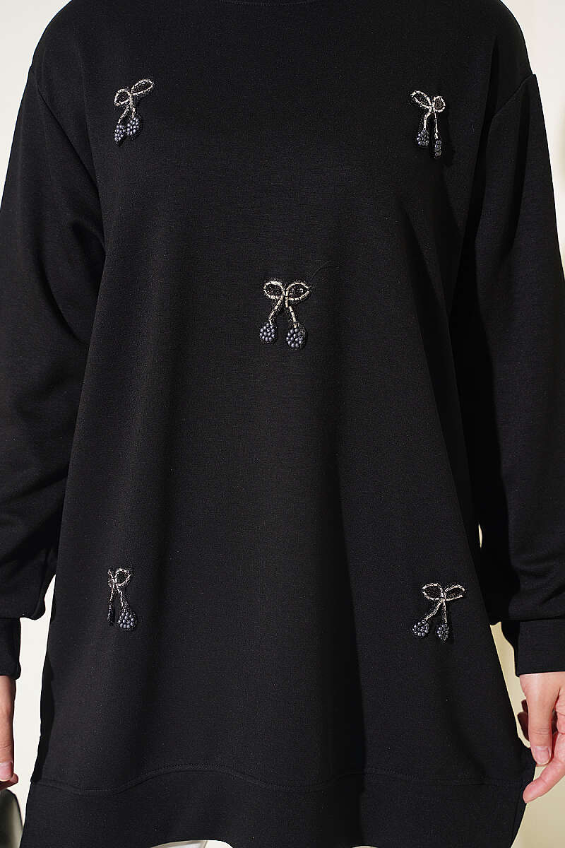 Cherry Embroidered Lace Tunic Black - Imagen 4
