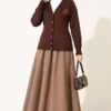 Cherry Embroidered Pique Cardigan Brown - Imagen 2