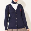 Cherry Embroidered Pique Cardigan Navy Blue - Image 3