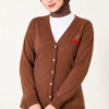 Cherry Embroidered Pique Cardigan Latte