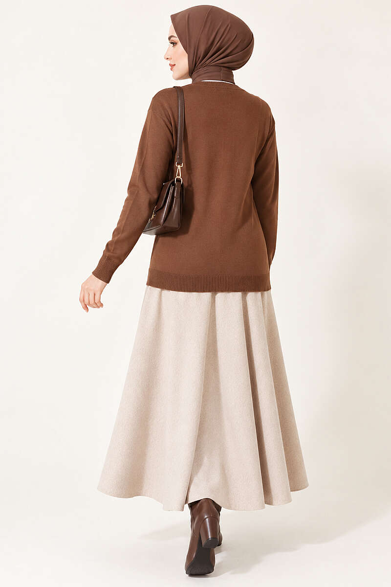 Cherry Embroidered Pique Cardigan Latte - الصورة 4