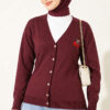 Cherry Embroidered Pique Cardigan Plum
