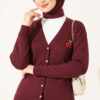 Cherry Embroidered Pique Cardigan Plum - الصورة 3