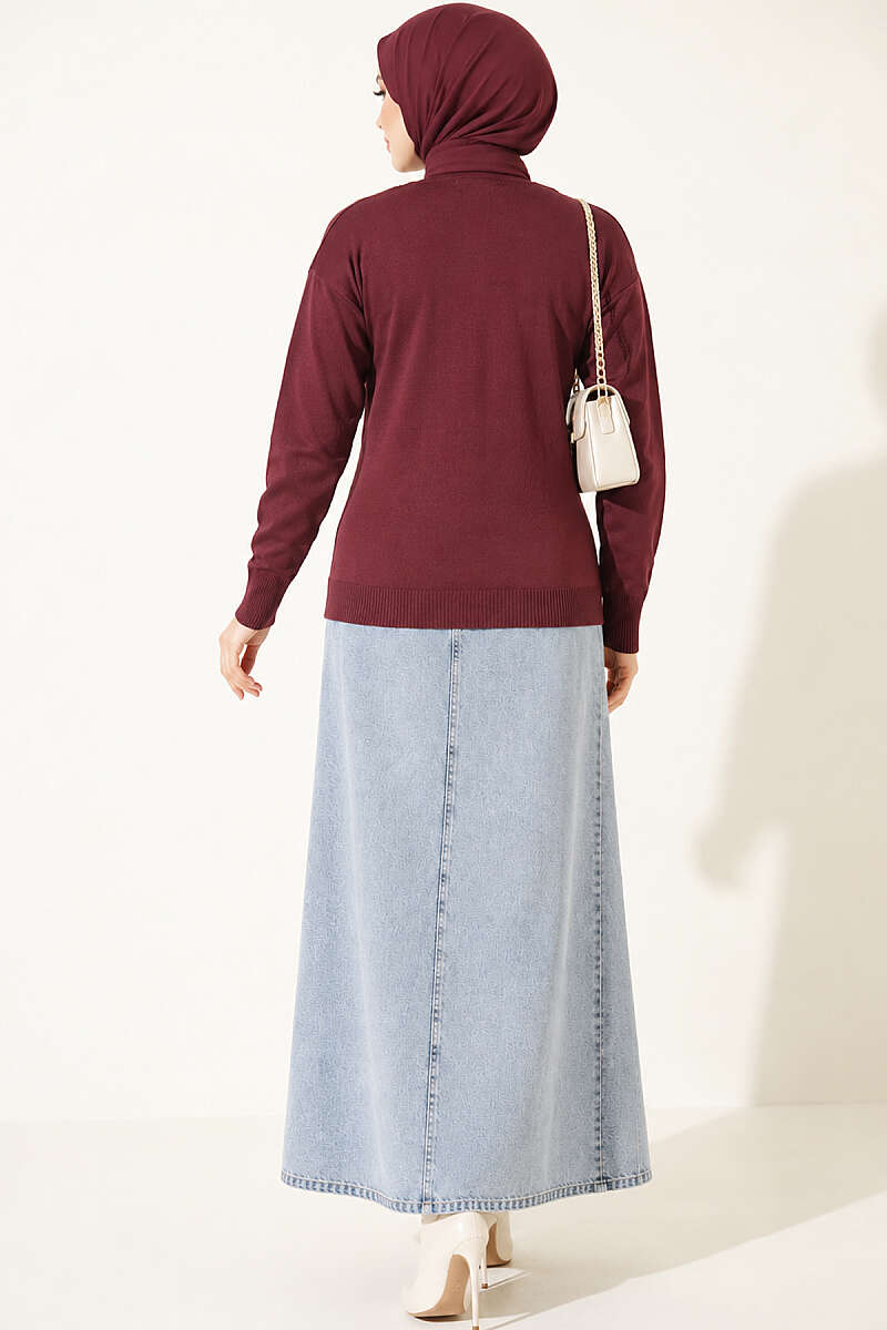 Cherry Embroidered Pique Cardigan Plum - الصورة 4
