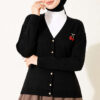 Cherry Embroidered Pique Cardigan Black – Bild 3