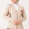 Cherry Embroidered Pique Cardigan Stone
