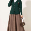 Cherry Embroidered Pique Cardigan Emerald – Image 2