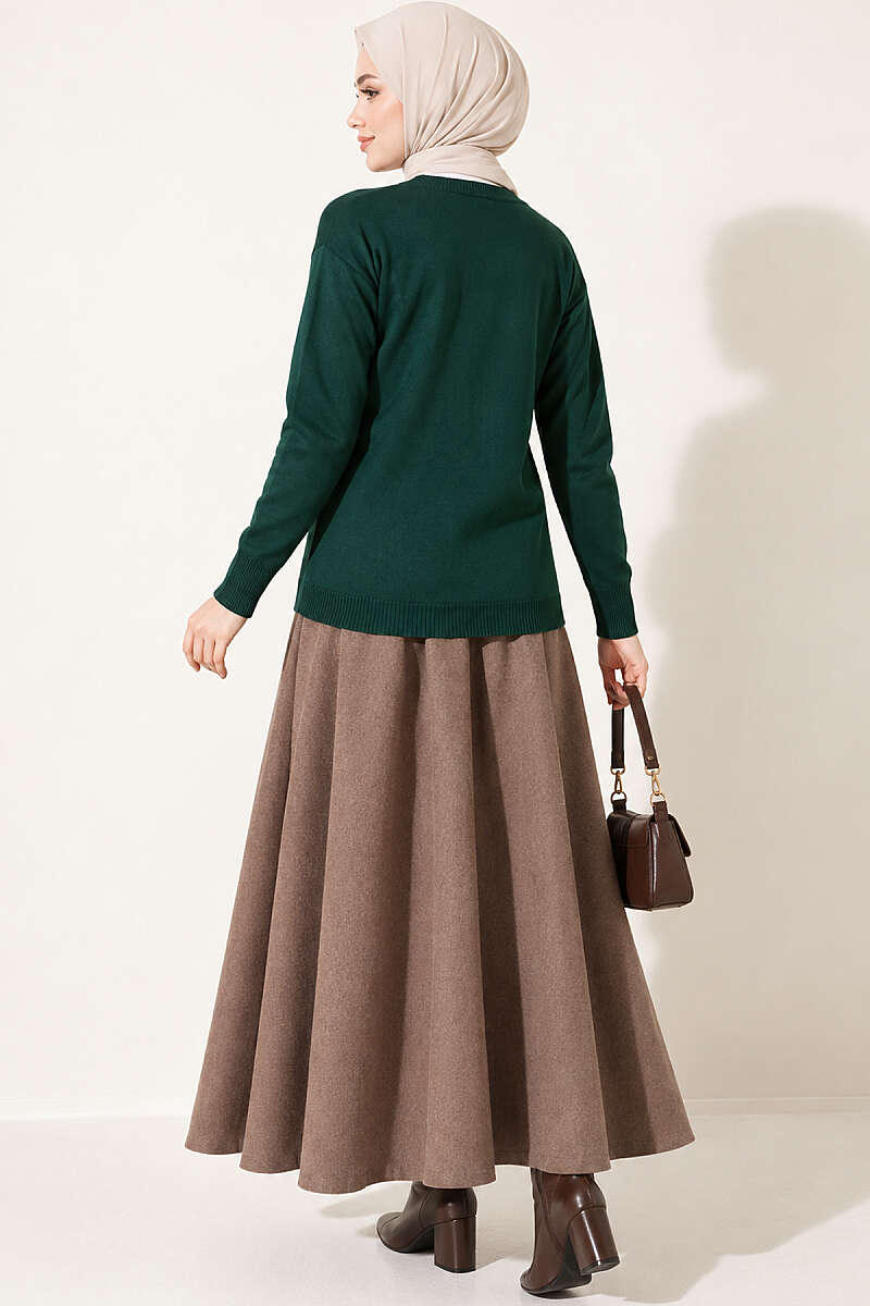 Cherry Embroidered Pique Cardigan Emerald – Image 4