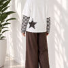 Long-Sleeve Striped and Printed Tunic Dark Brown - Imagen 4