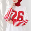 Long-Sleeve Striped and Printed Tunic Red