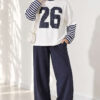 Long-Sleeve Striped and Printed Tunic Navy Blue - Imagen 2