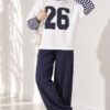 Long-Sleeve Striped and Printed Tunic Navy Blue - Imagen 3