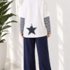 Long-Sleeve Striped and Printed Tunic Navy Blue - Imagen 4