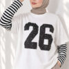Long-Sleeve Striped and Printed Tunic Black