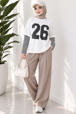 Alternative view of Long-Sleeve Striped and Printed Tunic Black