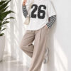 Long-Sleeve Striped and Printed Tunic Black - Imagen 3