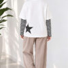 Long-Sleeve Striped and Printed Tunic Black - Imagen 4