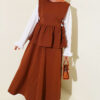 Split Detail Shawl Modal Three-Piece Set Brown - immagine 5