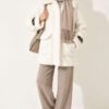 Sleeve-Shoulder Hem Pocket Plush Coat Dark Brown