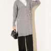 Buttoned Ribbed Mercerized Cardigan with Sleeve Cuffs Grey - Imagen 2