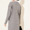 Buttoned Ribbed Mercerized Cardigan with Sleeve Cuffs Grey - Imagen 3